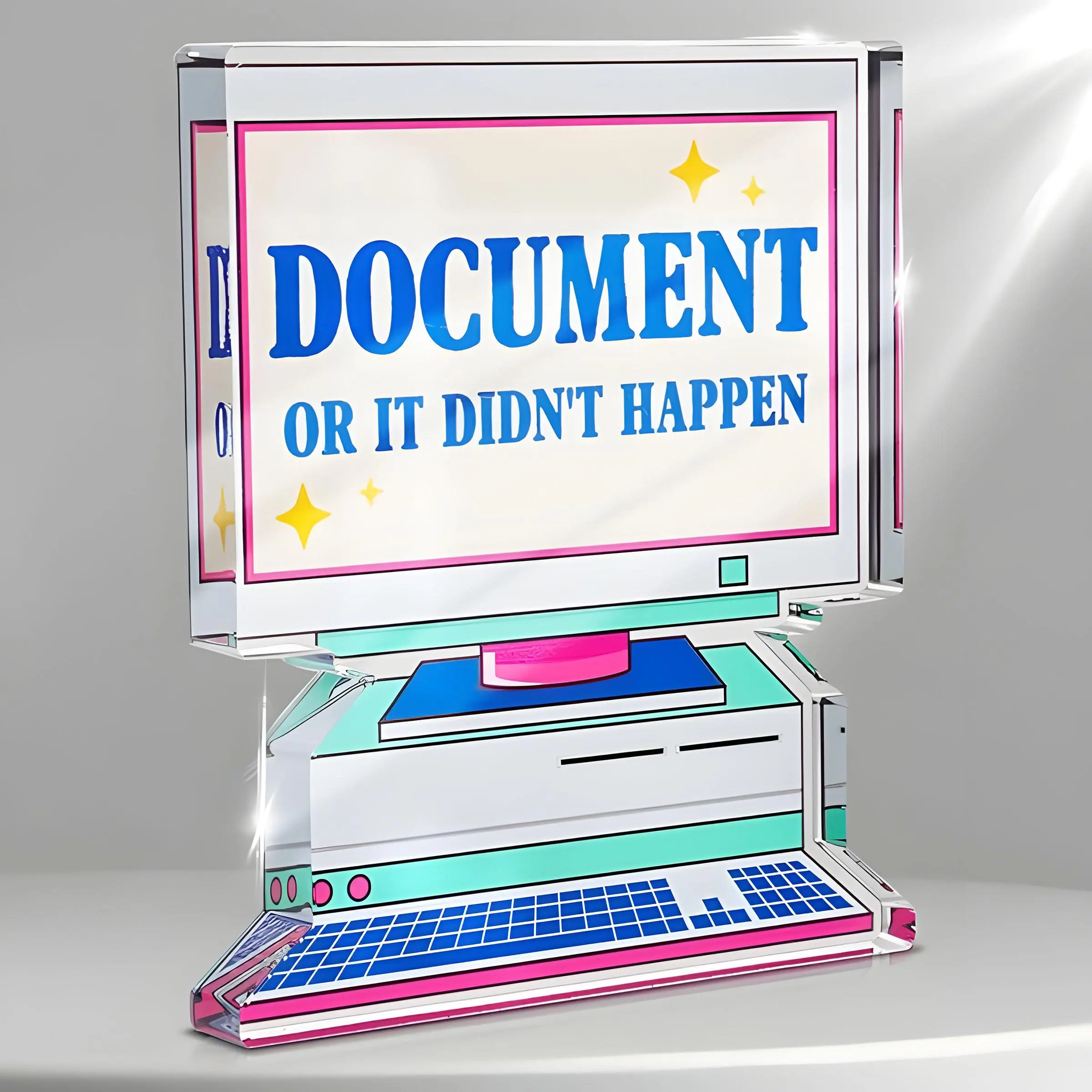 Acrylic Ornament, Creative Document Did Not Happen Desktop Ornament, Office Desktop Decoration, Work Gift for Human Resources, Office Stationery & Supplies, Office Home Decor