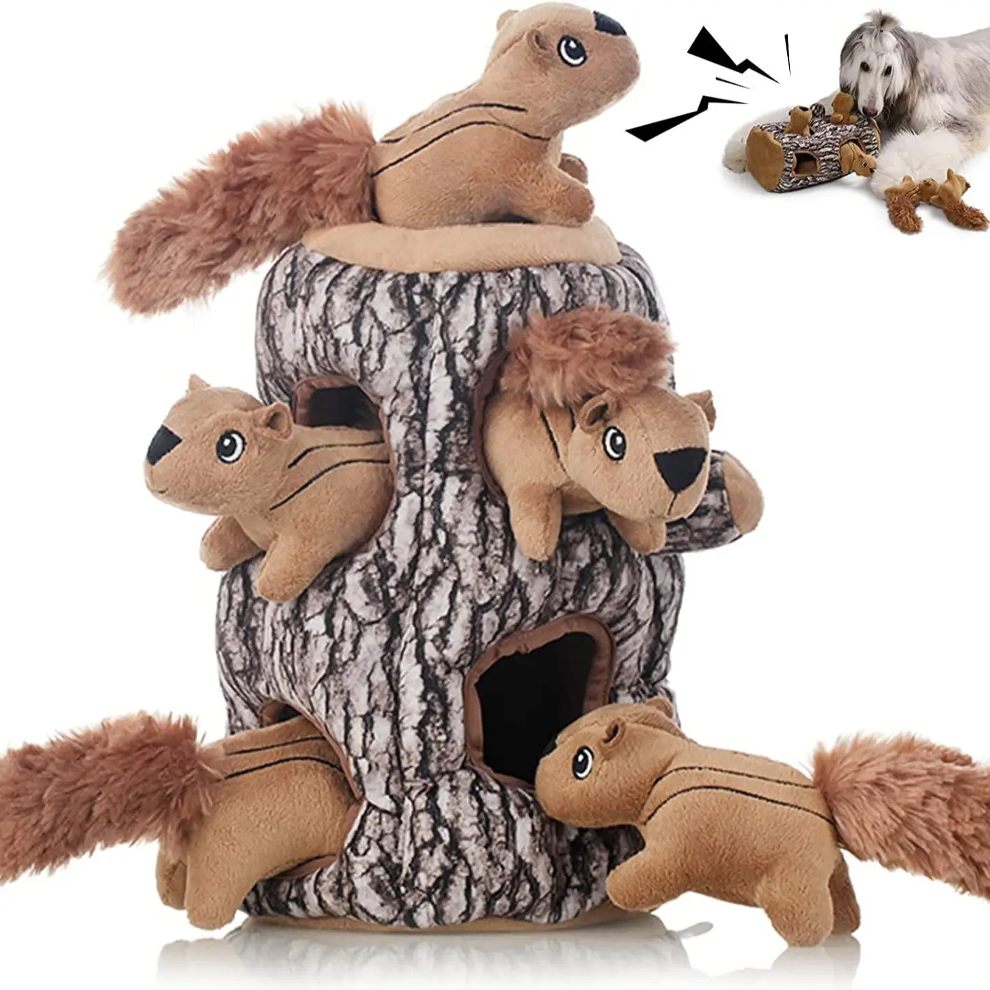 Squeaky Squirrel Toy, 1 Set Cartoon Pet Plush Toy, Indoor and Outdoor Fun Pet Interactive Toy