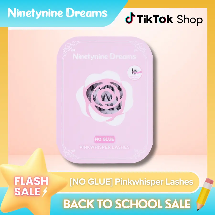 Ninetynine Dreams [NO GLUE] Pinkwhisper Self-Adhesive Lashes | 9-13mm C Curl Press-On No Glue Required Lash Clusters - Spiky Wispy Anime Manhua Style Beginner-Friendly Reusable Lightweight Daily Eyelashes with Ultra-Thin Self-Stick Jelly Band