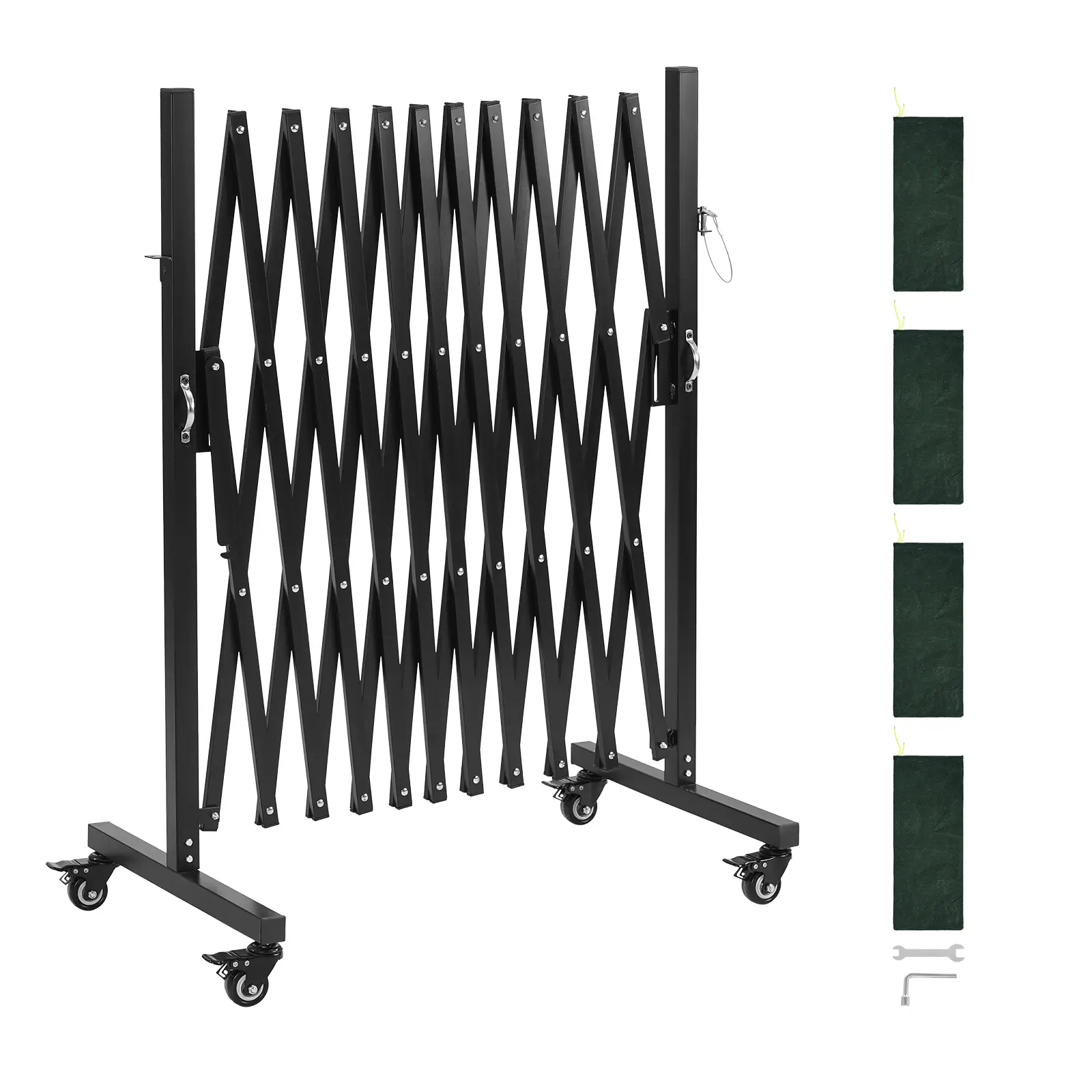 VEVOR Adjustable Portable Aluminum Mesh Expandable Safety Barricade, 11FT with Locking Casters, Flexible Mobile Metal Traffic Fence for Patio, Stairway, Folding#BacktoSchool