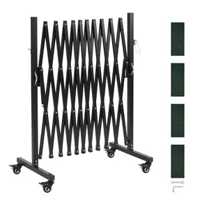 VEVOR Expandable Barricade, 11FT Expandable Safety Barrier, Flexible Mobile Barricade with Locking Casters, Portable Folding Security Gate Metal Traffic Fence for Patio Garden Stairway