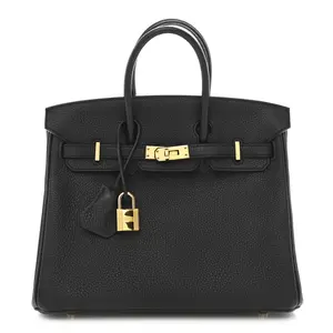 Pre-owned HERMÈS Leather Travel Bags Togo Birkin 25 Black