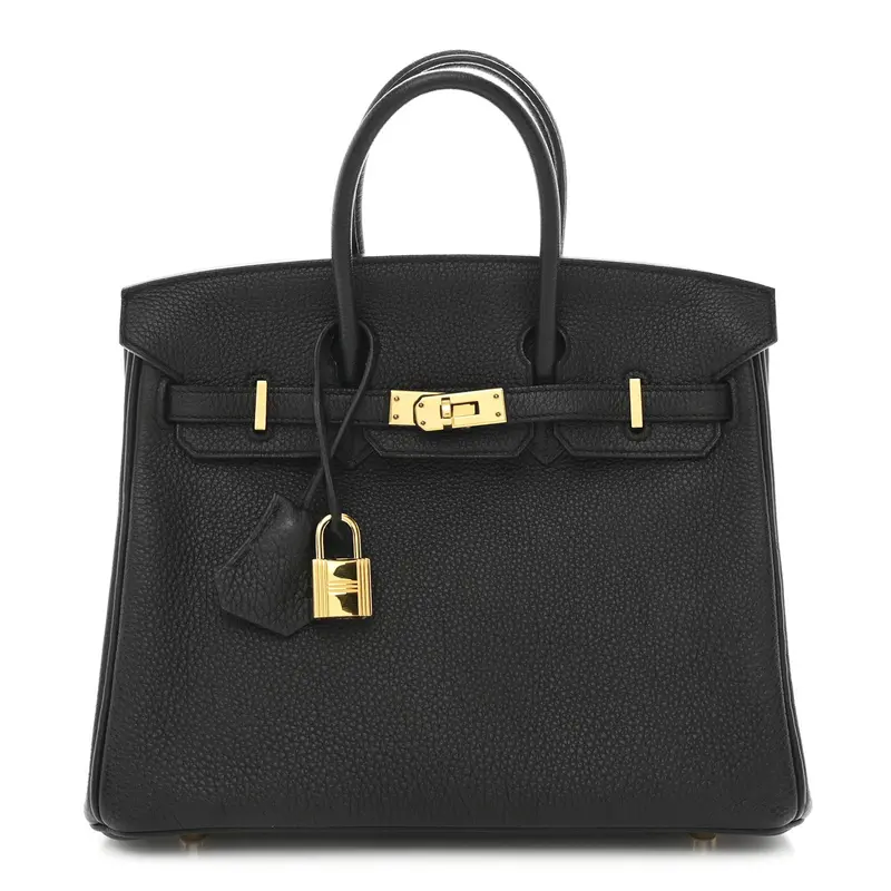 Pre-owned HERMÈS Leather Travel Bags Togo Birkin 25 Black