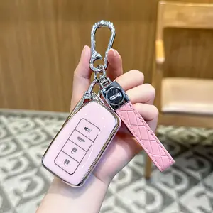 For Lexus RX NX ES GS IS LS RC 4 Button TPU White Keys Case Shell Bling Keychain Car Accessories Protector Soft
