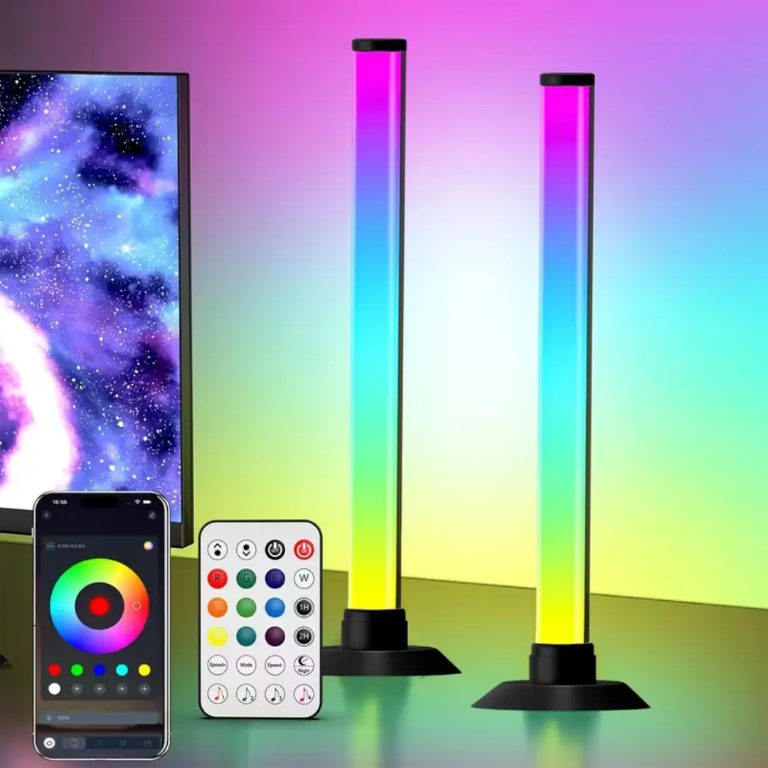 2-piece RGB+IC smart LED strip lights, Led Light Strips, Led Rgb Lighting, with app+remote control, customizable in millions of colors, synchronized with music, timer function, suitable for TV backlights, bedroom decoration