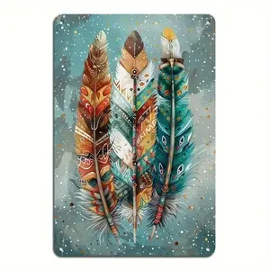 Feather Pattern Metal Sign, 1 Count Modern Art Metal Sign, Wall Decor for Home, Bar, Coffee Shop, Office, Home Decor, Room Decor, Ornaments, Wall Art Decoration