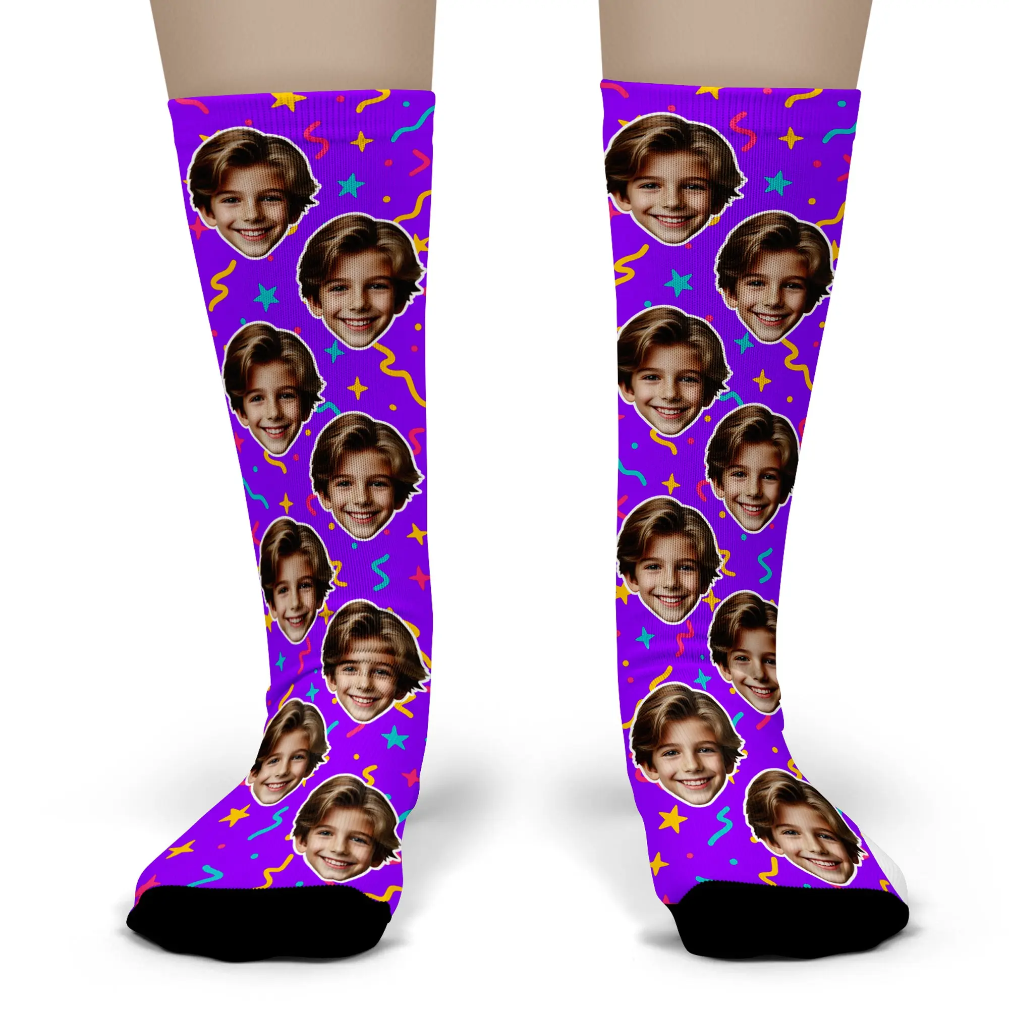 Custom Retro 90s Socks – Personalized Face Photo Throwback Gift