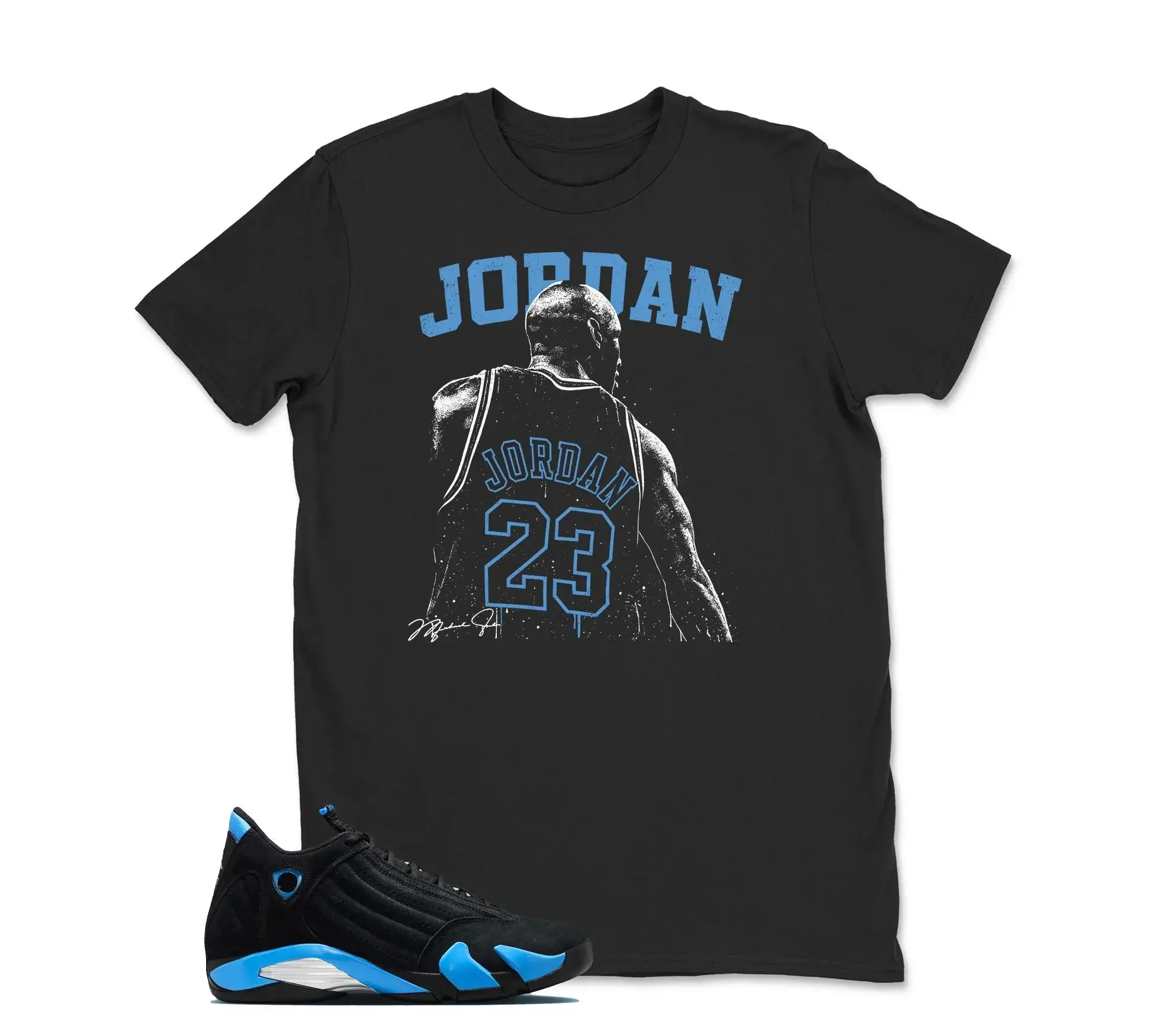 AJ14 Black University Blue Matching Shirt, MJ 23 Graphic Tee, Rap HipHop Unisex T-Shirt, Gift For Women and Men, Best Gift