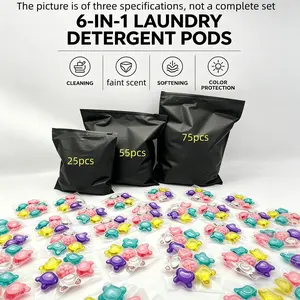 Six-In-One Concentrated Laundry Capsules, Laundry Detergent Pods, Home Cleaning Beads, Essential for Household, 25pcs/55pcs/75pcs Bagged