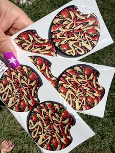 Strawberry Funnel Cake Car Coasters Set of 2 Cute Aesthetic Auto Cup Holder Coasters Absorbent Non-Slip Tableware