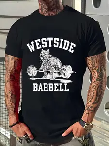Men's Westside Barbell Gym T-Shirt - Heavy-Duty Weightlifting Logo Print, Breathable Cotton Crew Neck Tee, Regular Fit Short Sleeve Workout Shirt for Powerlifting, Bodybuilding & Casual Wear - All-Season Barbell Design