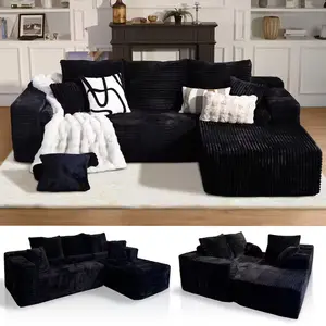 Modular Sectional Sofa Couches L-Shape Couch 3 Seat Modular Sofa Memory Foam Sectional Couches for Living Room, Cloud Couch with Oversized Chaise