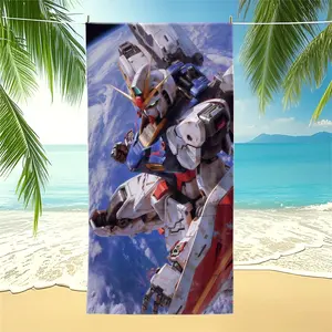 Mobile Suit Gundam Pattern Beach Towel, Soft And Absorbent, Suitable For All Groups Of People, Is An Ideal Choice For Beaches, Swimming Pools, And Summer Adventures