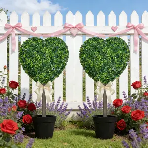Valentine's Day Romantic Heart Topiary Tree - Artificial Greenery Decor for Front Door, Patio, Garden & Living Room, Indoor/Outdoor Decor, Sweet Valentine Gift, House Plants Decor