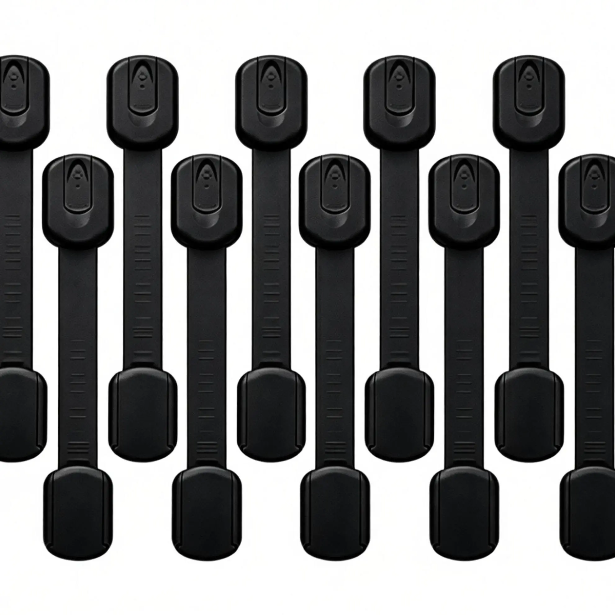 Baby Safety Cabinet Locks (10 Pack, Non-Toxic ABS & TPE) - Flexible Retractable Adjustable Strap, Strong 3M Peel-and-Stick Stickers, Blocks Access to Cleaners, Secures Fridge, Refrigerator, Doors, Appliance, Trash, Protects Toddlers, Child, Peel-Stick, 0,