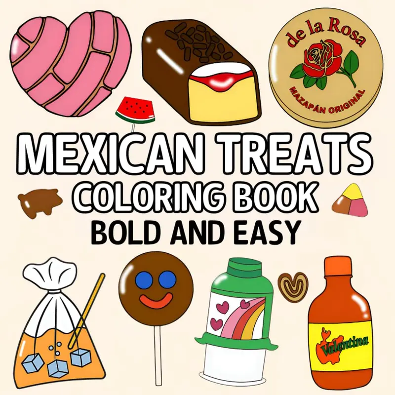 Mexican Treats Coloring Book Bold and Easy: Relaxing Coloring Book for All Ages with 70 Big, Simple Designs with Thick Lines Featuring Traditional ... Stress Relief (Bold and Easy Coloring Books), Paperback
