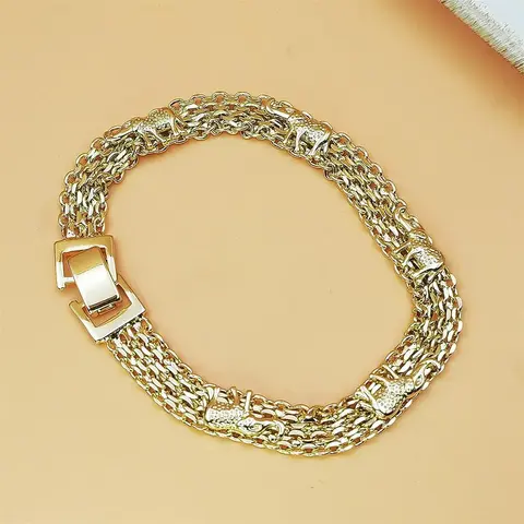 7-in Gold Metal Coating Elephant Charm Polyester Fiber Sports Wristband - Unisex Bracelet Jewelry, Luggage/Bag Accessory, Birthday/Christmas Gift, Animal-Themed Fashion Accessory with Versatility