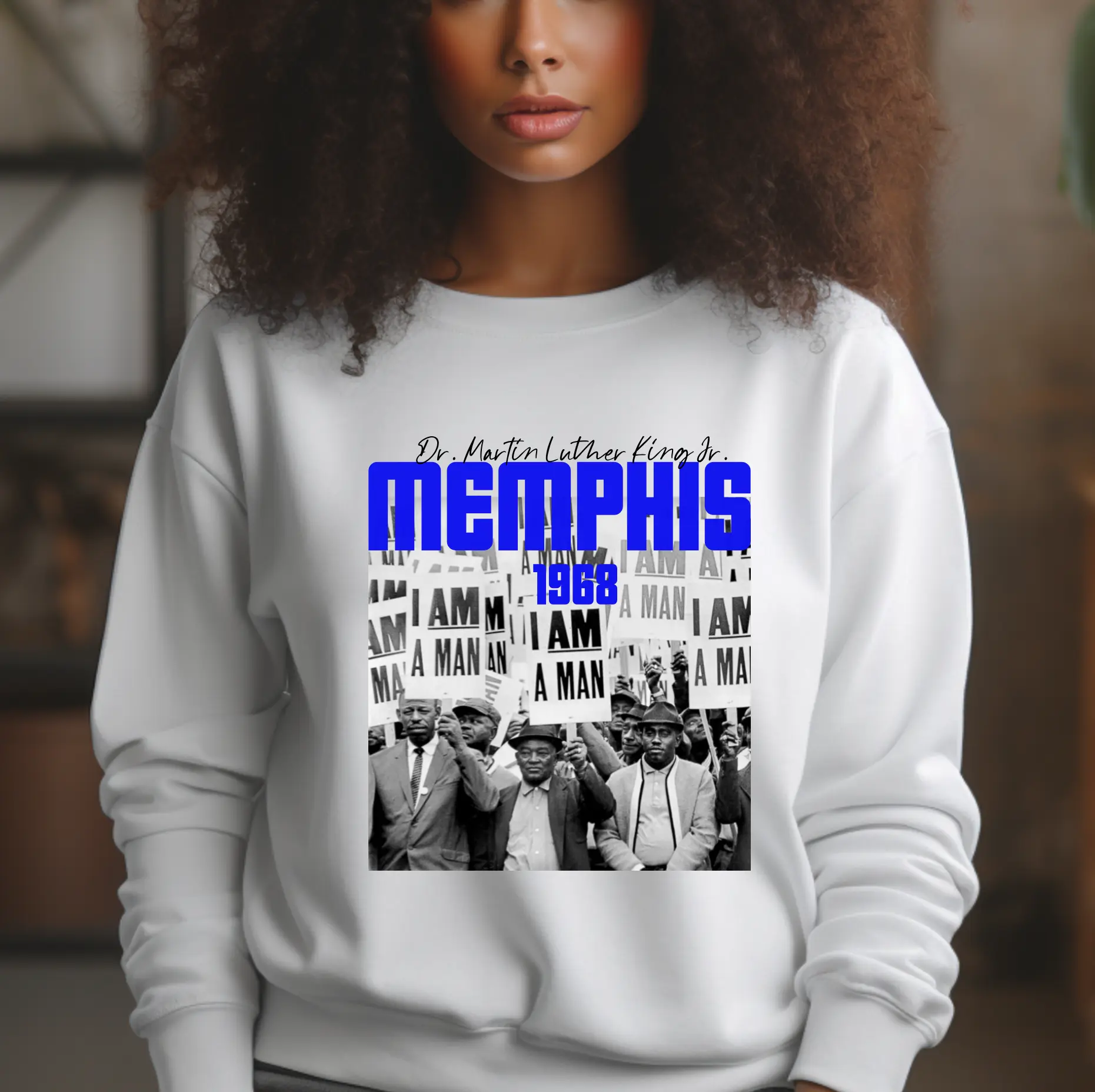 Memphis 1968 'I Am A Man' Sweatshirt - Vintage Crew Neck Long Sleeve Medium Length Casual Autumn Sweater
