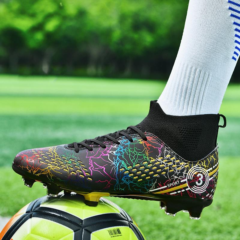 Unisex Ombre Pattern Lace-up Front Football ShoesAnti-slip Breathable Long Studs Soccer Shoes,Soccer Cleats, Football Cleats, Summer TrainingSneakers for Training Match Practice