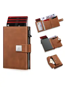 Men's Ultra-Thin RFID Blocking Wallet, Credit Card Holder, Pop-Up Card Slots, Metal Aluminum Alloy Design, Business Style, Ideal Gift