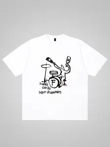 Drunks Can Be Super Drummers Print Short Sleeve Tees For Men, Casual Crew Neck T-Shirt, Comfortable Breathable T-shirt Z
