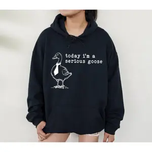 Funny Goose Geese Sarcastic Hoodie, Today I'm a Serious Goose Hoodie, Goose Lover Hoodie, Meme Hoodie,Funny Goose Graphic Hoodie ,Gag Hoodie Hoodie