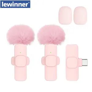 Lewinner Wireless Lavalier Microphone, Clip-On USB Type C Rechargeable Lithium Polymer Battery, Noise Reduction