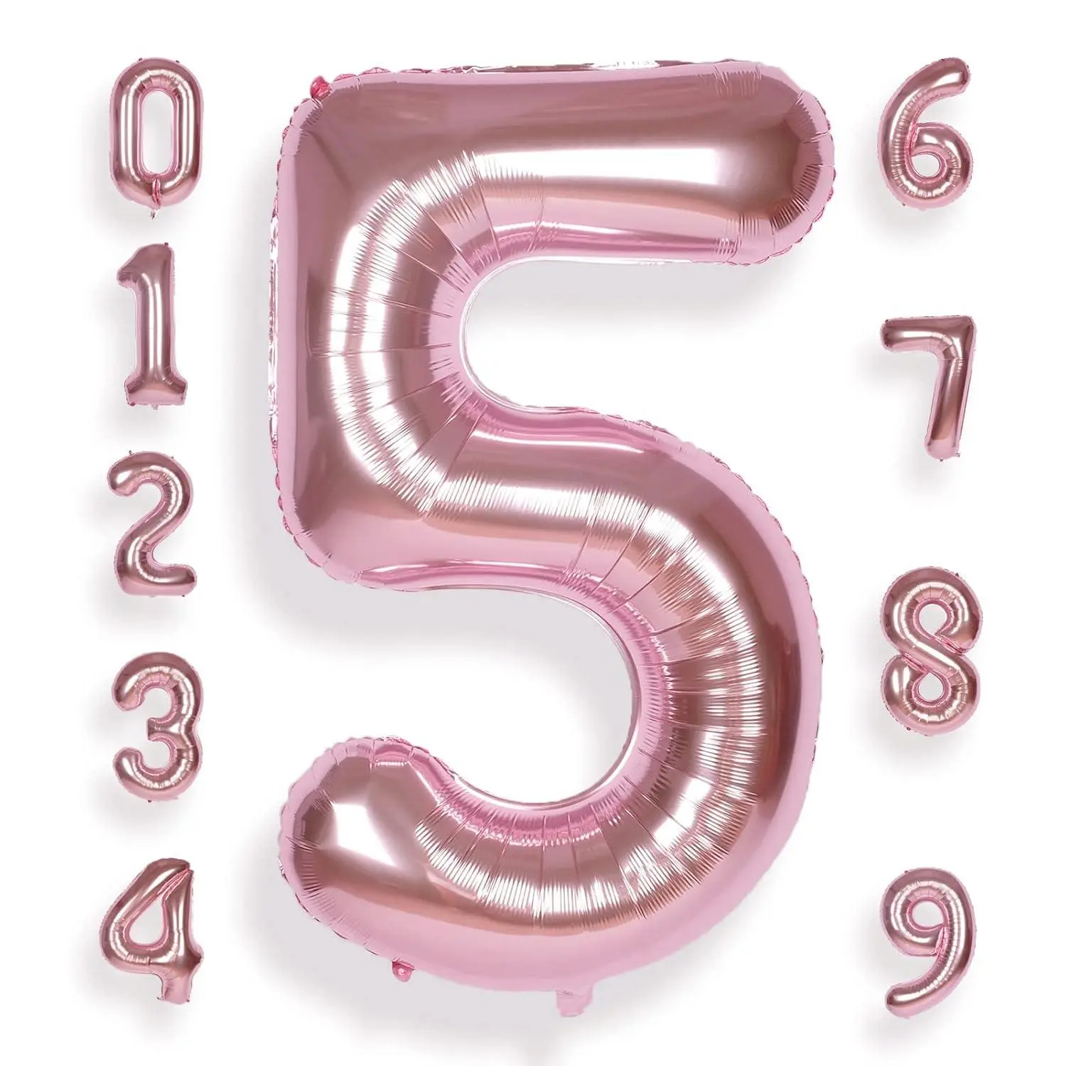40 Inch Big Rose Gold 5 Balloon Number Large Foil Helium Number Balloons 0-9 Jumbo Giant Happy 5Th Birthday Party Decorations For Boy Or Girl Huge Mylar Anniversary Party Supplies