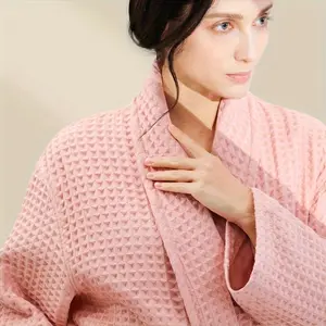 100% Cotton Waffle Knit Bathrobe Unisex Plaid Modern Styled Super Absorbent Towel Robe for Couples, Machine Washable, Quick Dry for All Seasons, Christmas Space Theme, 380gsm