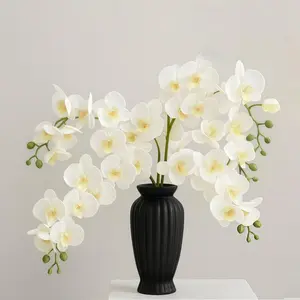 2 bouquets of 18 large simulated orchids-28.34 in. Realistic orchids for indoor and outdoor decorations, patios, porches, Christmas, Thanksgiving, etc.--container free Faux Flower Plant Lifelike Fake Plant