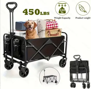 【Deal】Collapsible Wagons Carts Foldable, 450LBS Heavy Duty Beach Wagon Cart with All Terrain Wheels for Garden Camping Fishing Sports Shopping Spring Glow Up