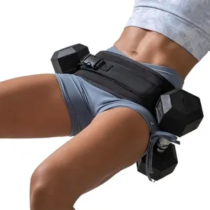 Adjustable Hip Thrust Belt for Dumbbells & Kettlebells, Weighted Waist Booty Belt with Slip-Resistant Padding for Glute Training, Home Gym Fitness, Hip Thrust & Strength Workout Equipment (Black)