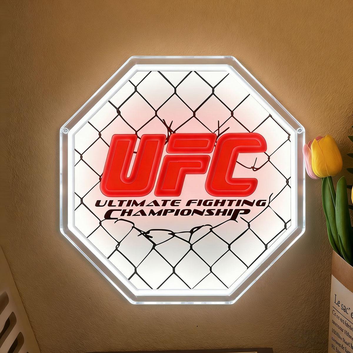 UFC Octagon Cage Neon Sign LED Wrestling Neon Sign for Gaming Bedrooms, Match Parties, Sports Fan Gifts, Wrestling Gifts, Sports Themed Lighting, Gym Decor and Man Cave (13.4"x13.4")
