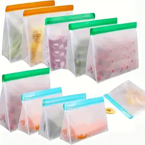 Extra Thick Reusable Food Storage Bags Freezer Bags, Leakproof Silicone Food Storage Organizer, Sandwich Bags, Snack Bags for Marinated Meats, Snacks, Fruits, Vegetables, Outdoor Family Travel, Kitchen Gadgets, Home Gifts, Healthy Eating Containers