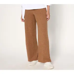 Susan Graver Regular Lifestyle Melange Rib Wide-Leg Pants