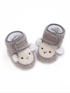 Cute Cartoon Sheep Design Plush Lined Baby Boots, Casual Soft Sole Anti Slip Baby Walking Shoes, Warm Comfortable Baby Shoes for Fall & Winter