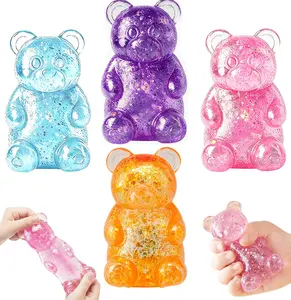4 PCS Gummy Bear - Sensory Fidget Toy with Glitter Liquid Filling, Squeeze Toys, Stress Toys, Stress Relief Toys, Fidget Toy, Birthday Gifts, Gift Bag Stuffing #SummerWins #DealsForYouDays