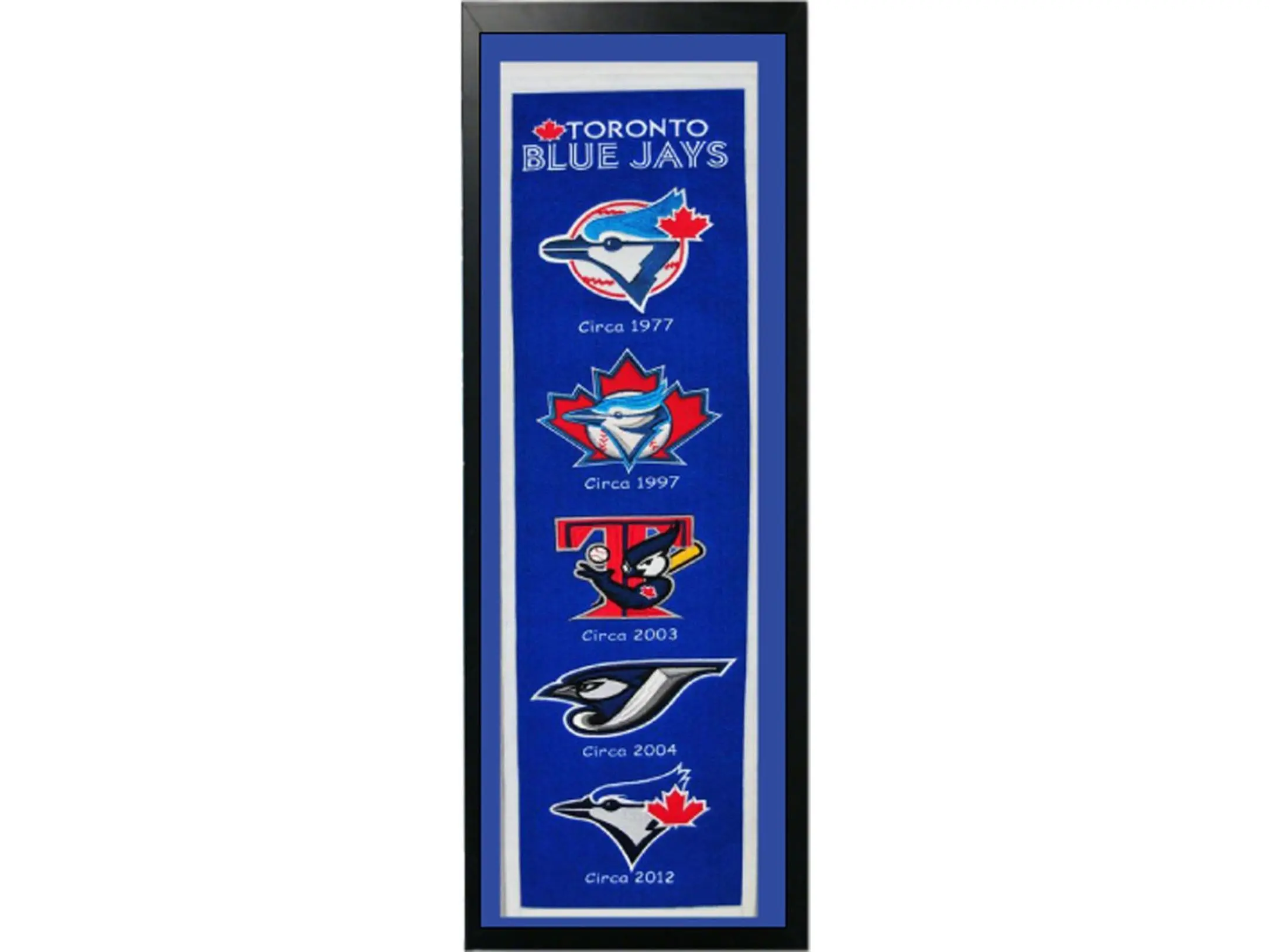 Encore Select 109-21 Toronto Blue Jays Framed Felt Banner with Team Logos - 14"x37" Sports Team History Hangable Backdrop for Home, Party Decorations, Watch Party Fans