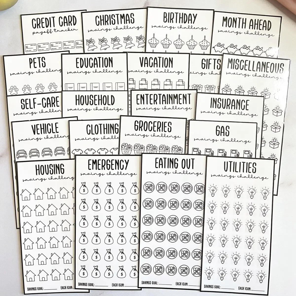Laminated Sinking Fund Savings Challenge Trackers, A6 Savings Challenge Bundle  Reusable