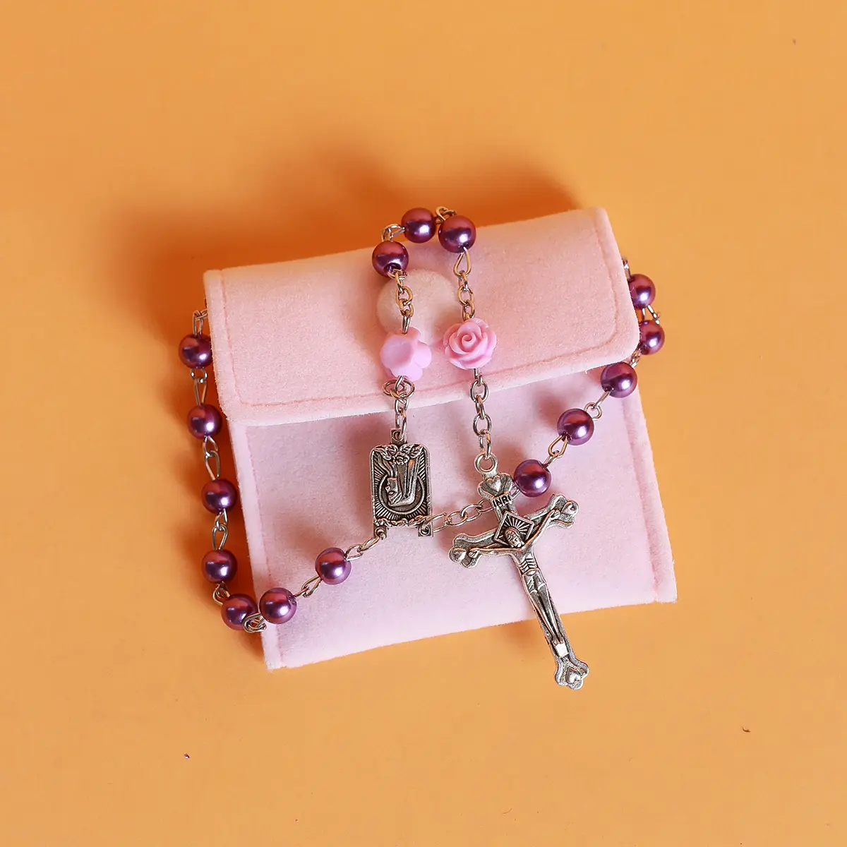 Catholic Artificial Pearl Beaded Rosary - Women's Costume Jewelry Necklace, Elegant Faith Pendant Necklace with Beaded Chains, Confirmation Gift for Teenage Girls, Elegant Necklace