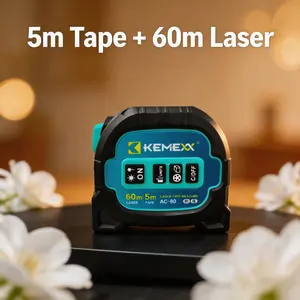 Kemexx 3-In-1 Laser Tape Measure Ruler 60m Laser + 5m Tape, High Precision Electronic Measuring Tool, Infrared Distance Meter