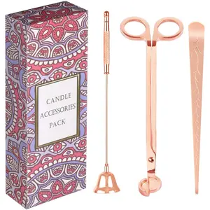 3 in 1 Candle Care Accessory Set With Wick Trimmer Cutter And Dipper Rose Gold