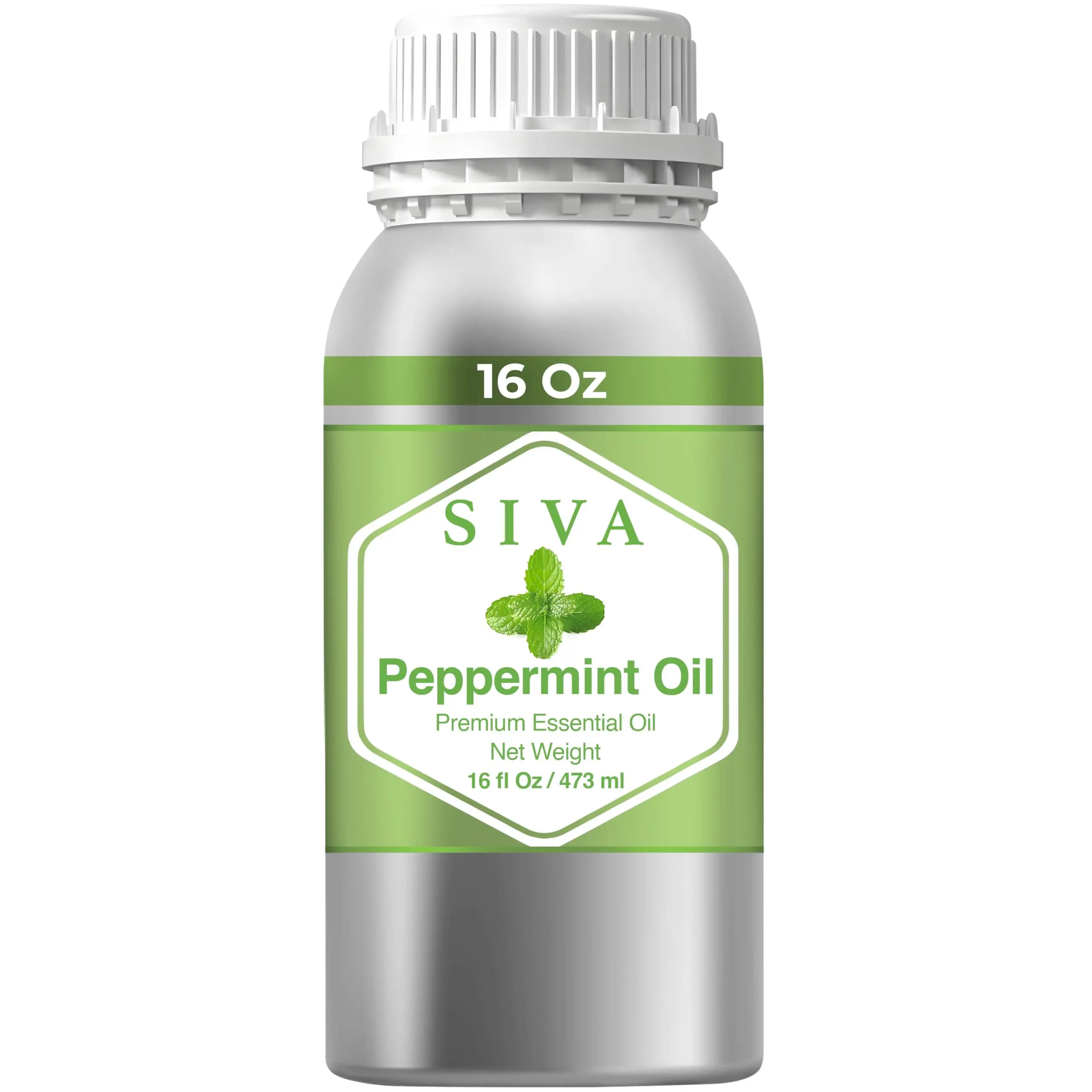 Siva 100% All-Natural Botanical Peppermint Essential Oil - 16 Fl Oz Wellness Diffuser Oil Refill, for Aromatherapy Relaxation, Skin Care, Multi-Use Wellness Practices