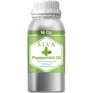 Siva Peppermint Essential Oil - 16 Fl Oz – Natural Peppermint Oil - for Diffuser, Face, Skin Care, Aromatherapy, Hair Care, Scalp and Body Massage