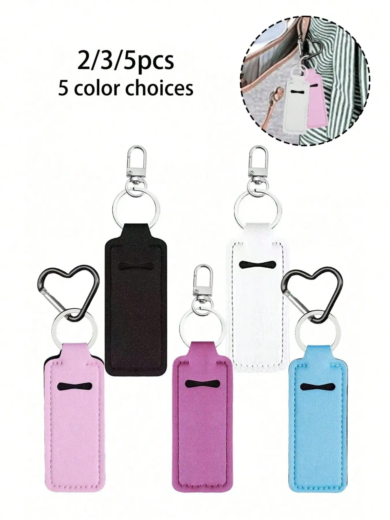 Lip Balm Storage Keychain with Clip, Chapstick Holder Keychain, Perfect Women's Gift, Trendy Cute Keychain, Portable Pocket Lip Gloss Holder, Travel Accessory, Multi-Functional Lipstick Pouch, Keychain for Bags, Keychain Accessories