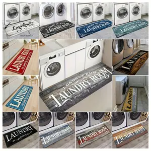 1pc Non Slip Laundry Room High Quality Runner Rug, Decor Non-Skid Comfort Standing Mat Machine Washable Text Design Laundry Mat, Floor Mats & Matting for Kitchen, Porch, Bathroom, Hotel, Commercial Laundry Rooms, And Home, Bathroom Rug