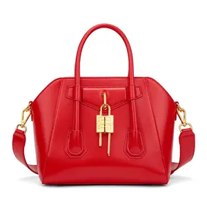 A128-Lock Decor Shell Top Handle Crossbody Bag 2 Colors