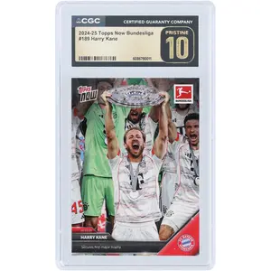 Harry Kane FC Bayern Munich 2025 Topps Now Secures First Major Trophy #189 CGC Authenticated Pristine 10 Card - Fanatics Authentic Certified