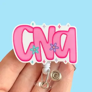 Glitter My Badge CNA badge reel for nurse and hospital workers. Badge clip Badge pull - Retractable swivel clip with a 360 rotation. Great gift for coworker. Badge reel for men.