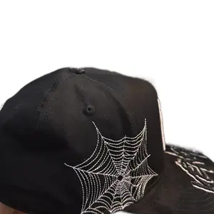 Black Hats - Black Cap with Spider Web Design as shown